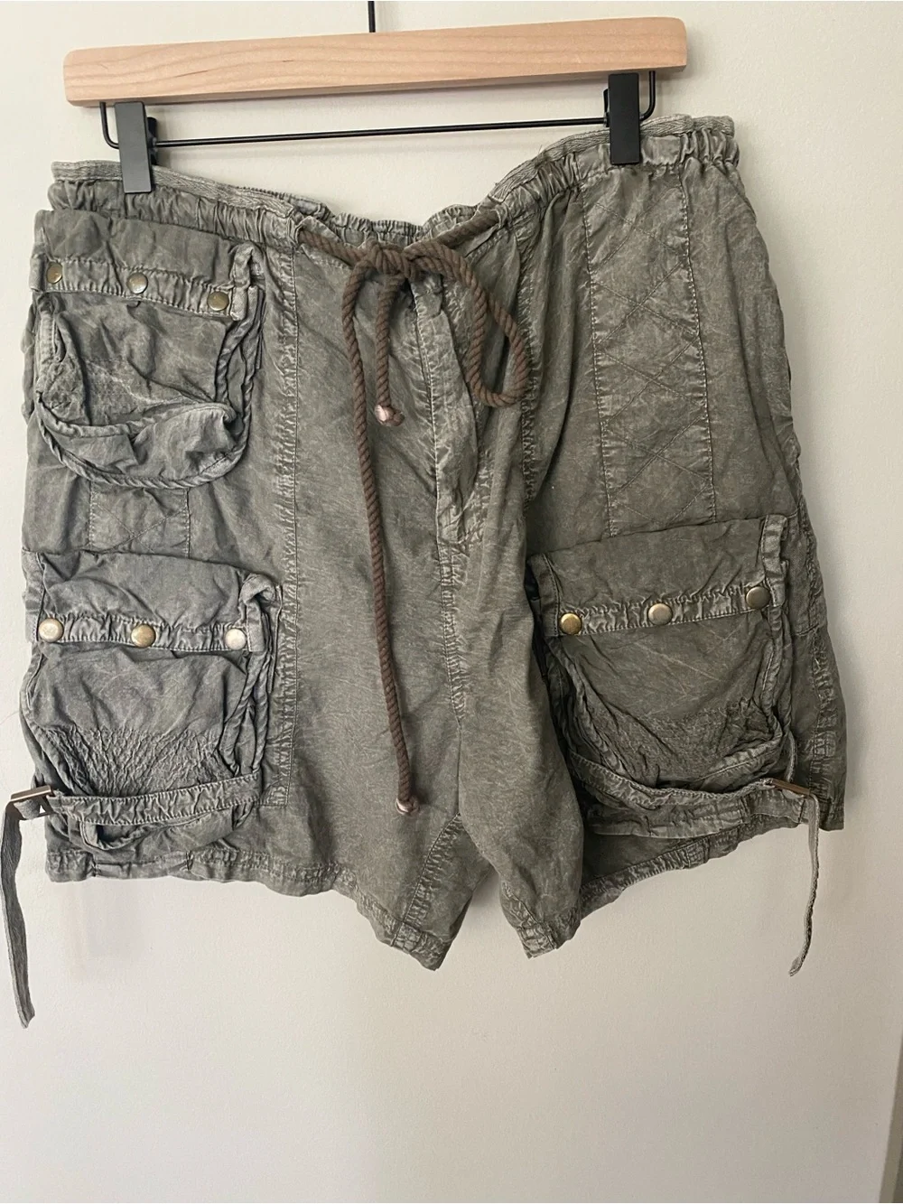 Free People Olive Green Cargo Shorts